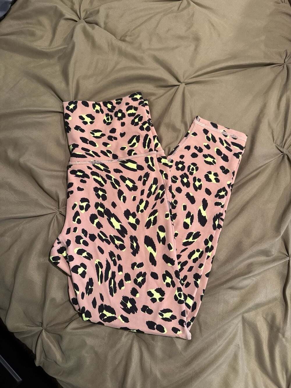 Fabletics Define PowerHold High-Waisted 7/8 Leggings in Pink Lemonade/Black/Neon